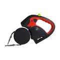 Professionele zwart-rode dubbele intrekbare hondenriem met LED-verlichting voor twee honden - 3M Kleurendoos / Rood