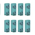 Groenblauwe milieuvriendelijke hondenpoepzakjes op rol met hondenpootafdrukontwerp - Set van 4 Rollen / Blauw Huis