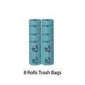 Pack of 8 blue pet waste disposal bags for cat litter cleanup - 8 Rolls Waste Bags (Refill) / Blue