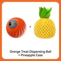 Set jouet intelligent chat : balle distributrice orange et housse d'ananas jaune - Ensemble Balle Distributrice Gravité / Ensemble Balle Orange + Housse Ananas