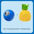 Balle de distribution de nourriture bleue avec housse en peluche ananas jaune - Ensemble Balle Distributrice Gravité / Ensemble Balle Bleue + Housse Ananas