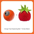 Balle de friandise intelligente pour animaux avec housse tomate - Ensemble Balle Distributrice Gravité / Ensemble Balle Orange + Housse Tomate