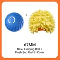 Balle rebondissante bleue de 67 mm pour animaux avec housse en peluche jaune - Balle Rebondissante + Housse Oursin / 67mm / Bleu