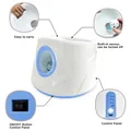 White and blue automatic dog ball launcher with interactive training control panel - Sky Blue ETPU