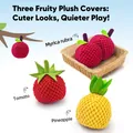 Lot de trois housses en peluche fruitées pour balles d'animaux: Ananas Tomate Myrique - Housse en Peluche (Sans Balle) / 72mm / Tomate