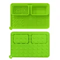 Tapis de léchage vert en silicone pour chien avec ventouses et textures d'alimentation lente - Tapis de lécher multifonctionnel / Jaune