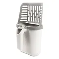 Integrated grey and white cat litter scoop with waste container and ergonomic handle - Style A (Without Baffle) / Without Waste Bags / Off-White