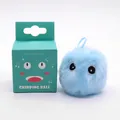 Weicher blauer Plüschball für Katzen mit passender stilvoller türkiser Verkaufsbox - EVA Zwitscherball / Blau (Frosch-Sound)