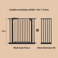 Adjustable black metal baby safety gate with 30cm extension for 106-113.9cm wide openings - Height 78cm (Fits Width 106-113.9cm With 30cm Extension) / Black
