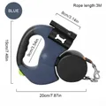Blue double-head automatic retractable dog leash for walking two pets, 3m rope length - Dual Head - 3M / Dark Blue