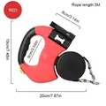 Red 3M dual automatic retractable dog leash with dimensions - Dual Head - 3M / Red