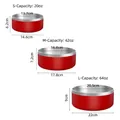 Stainless steel red pet bowls available in S M and L sizes with volume measurements - 20oz / True Red