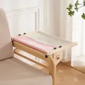 Umweltfreundliche hängende Katzenhängematte aus Holz mit rosa und beigem Canvas-Stoff - Grau Rosa Klettverschluss-Doppelbeine