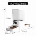 Automatischer weißer Futterautomat mit zwei Näpfen und Weitwinkelkamera (333x445x175mm) - Doppel-Kamera Videomodell (Tuya) / 6L Doppel-Schüssel Typ / Plastikschüssel
