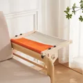 Ergonomische Hängematte aus Massivholz für Katzen mit orange-beigem Canvas-Bezug - Grau Orange Klettverschluss-Doppelbeine