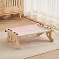 Katzenhängematte aus Massivholz mit waschbarem rosa und weißem Segeltuch für Innen - Grau Rosa Klettverschluss-Vierbeine