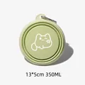 Portable light green folding silicone pet bowl with cat print and 350ML capacity - Small 350ml / Light Green