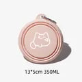 Portable pink collapsible silicone pet bowl with cute cat print and 350ML capacity - Small 350ml / Light Pink