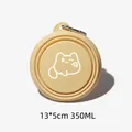 Portable yellow collapsible silicone pet bowl with cute cat print and carabiner clip - Small 350ml / Light Yellow