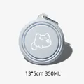 Portable foldable silicone pet bowl in light blue with cat print 350ml capacity - Light Blue