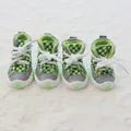 Green checkerboard dog canvas shoes with non-slip soft soles for small pets 4pcs - No. 1 / Green