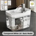 Automatischer Haustiertrinkbrunnen Basismodell mit transparentem Boden - Plug-in Silent Dry-Burn Protection (Incl 1 Filter) / Circulation Water 1.5L / Klares Weiß