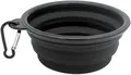Portable black collapsible silicone pet bowl with durable metal carabiner for travel - Dark Black
