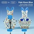 Cangyue Blue parrot diaper suit with cartoon dog pattern, front and back view - 4# Cockatiel / Flight Suit (6*10.5cm/5g) / Blue