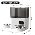 Automatischer Futter- und Wasserspender Bluetooth-Modell mit Maßangaben versehen - Tuya Bluetooth Version (App-Steuerung) / Duale Edelstahlschüsseln (Ohne Adapter)