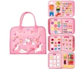 Tablero de fieltro rosa para niños con actividades educativas de letras y animales - Unicornio Rosa / 22*28cm