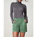 Vista dettagliata di pantaloncini di jeans in twill elasticizzato verde da donna - 3XL / Pantaloni e gonne / Verde