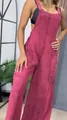 Peto en denim lavado rosa fucsia de pernera ancha con detalles de los bolsillos - S / Conjuntos / Rosa rojo