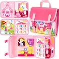 Detail view of pink princess castle felt busy board for toddlers showing learning pages - Princess Theme (Style 16) / 22*28cm
