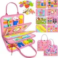 Tavola educativa in feltro rosa per bambini con alfabeto e forme per apprendimento - Stile 3-Rosa Tema Sirena / 22*28cm