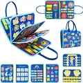 Felt Montessori busy board for toddlers with educational activities and skill puzzles - Style 6; 22*28
