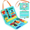 Educational felt busy board for toddlers featuring clock, alphabet and buckles - Style 26; 22*28