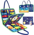 Montessori toddler busy board with buckles zippers clock and solar system learning elements - Style 14; 22*28