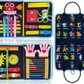 Tavoletta sensoriale Montessori in feltro per bambini con alfabeto e varie attività - Blu
