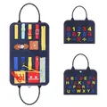 Borsa sensoriale in feltro per bambini con alfabeto e numeri per l'apprendimento precoce - modello 3 / Blu scuro