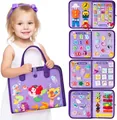 Detailed view of the multi-functional felt busy board showing alphabet and animal sections. - Style 3; 22*28