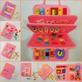 Tavola montessori rosa in feltro per bambini con diverse pagine di apprendimento - 22*28cm / Rosa