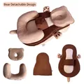 Conjunto de cojín de lactancia antirreflujo para bebé con soporte para cabeza de oso - Oso Pardo Estilo Desmontable / Almohada y Soporte para Pies en U