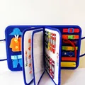 Educatief Montessori busy board boek voor peuters vilt sensorisch leerspeelgoed met gespen - Ruimte Planeet Stijl (a) / Blauw
