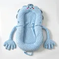 Cute blue cartoon baby nest sleeper with long arms and soft textured minky fabric - Blue Bear No-Patting Style / Vacuum Boxed