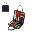Navy blue felt busy board bag for toddler sensory play and early learning. - Style 18; 22*28