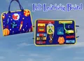 Educational space-themed felt busy board for toddlers with fine motor skill activities - Blue Space Single Layer / 22*28cm