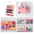 Pink felt toddler busy board with alphabet numbers and shapes for preschool learning - Pink With Pen / 22*28cm