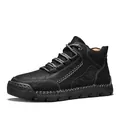 Classic black leather high-top Martin boots with durable hand-stitched rubber soles - 38 / Black