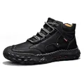 Premium black high-top leather Martin boots for men featuring durable hand-stitched details - 38 / Black