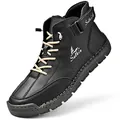 Men's black leather Martin boots with hand-stitched details and high-top design - 38 / Black